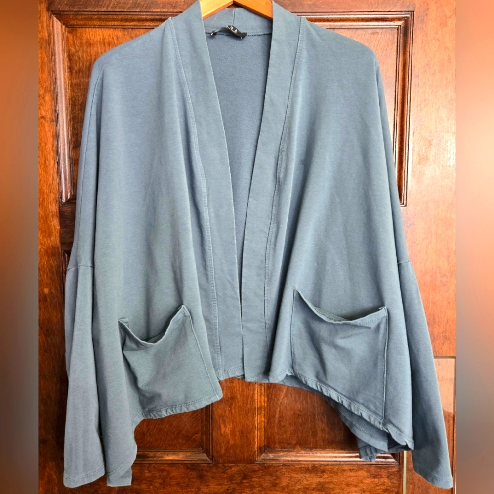 SAGA Italian Cotton Lagenlook Bubble Cardigan Big Pockets M/L